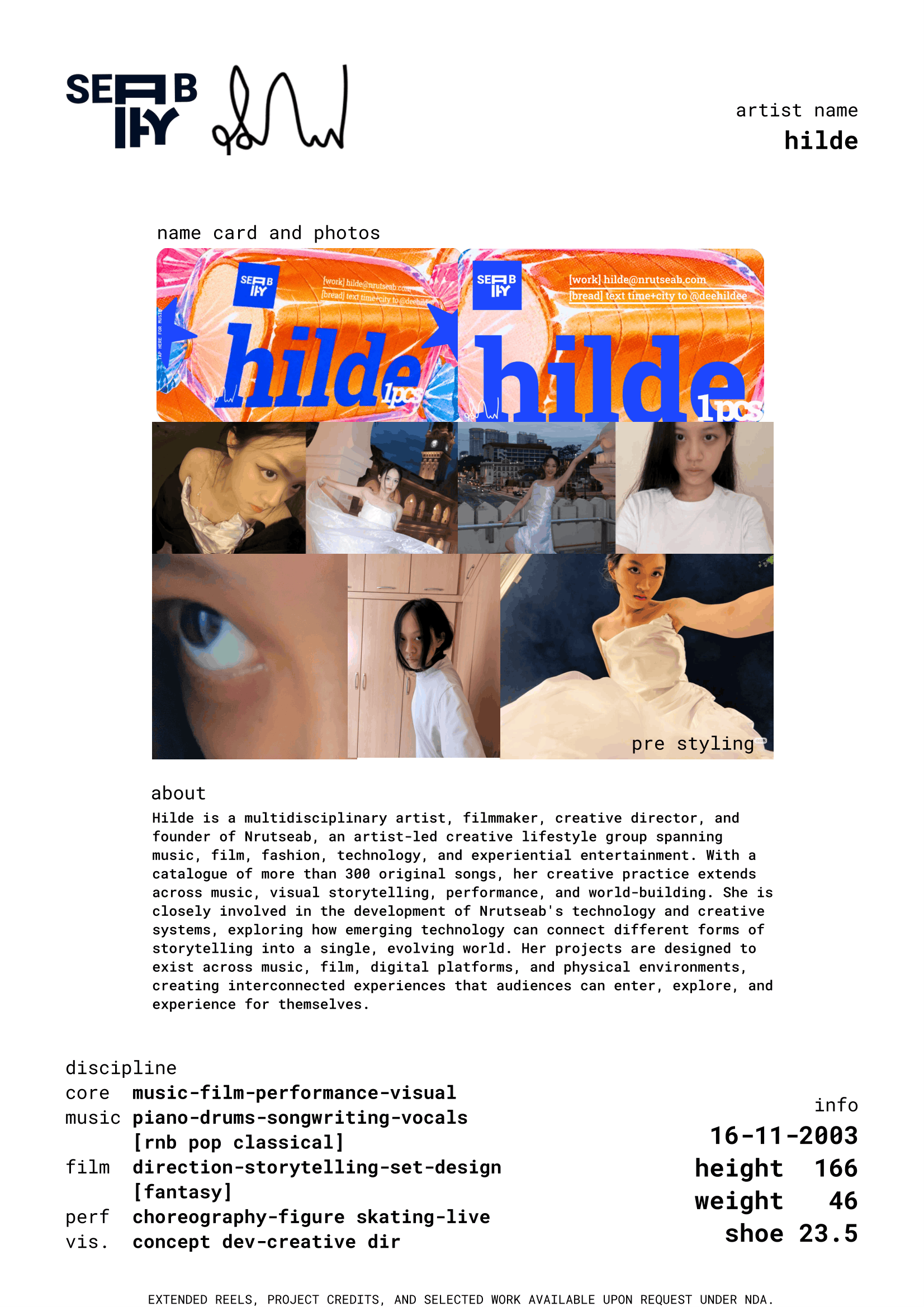 Hilde Artist Sheet